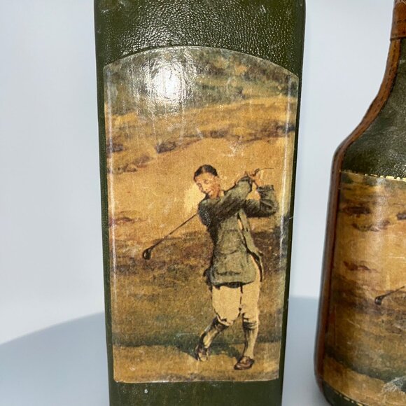 (2) VTG Fausto Corduri Italian Leather Wrapped Decanters with Wood Stopper - Picture 6 of 14